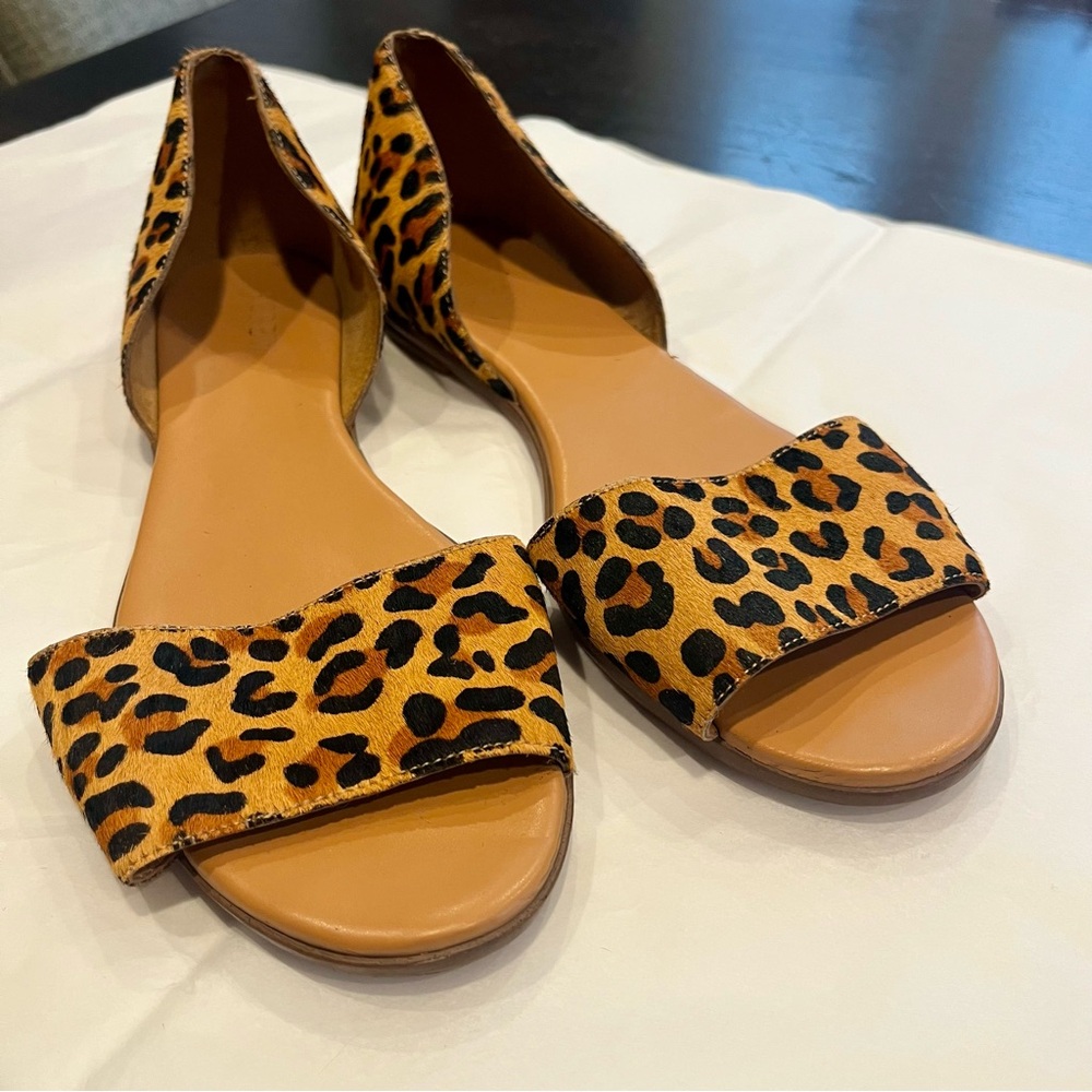 Leopard Print Haircalf D’Orsay Flat Sandals
